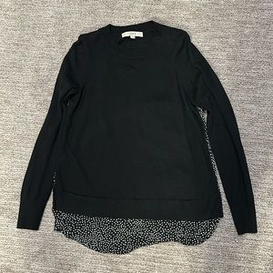 LOFT long sleeve black polka dot sweater